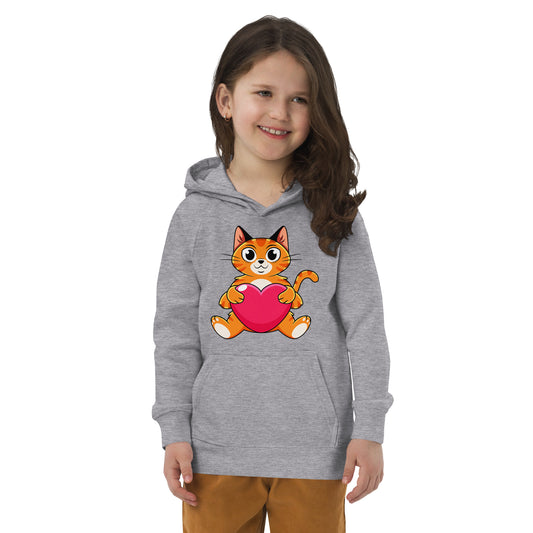 Cute Cat Holding Heart Hoodie, No. 0157