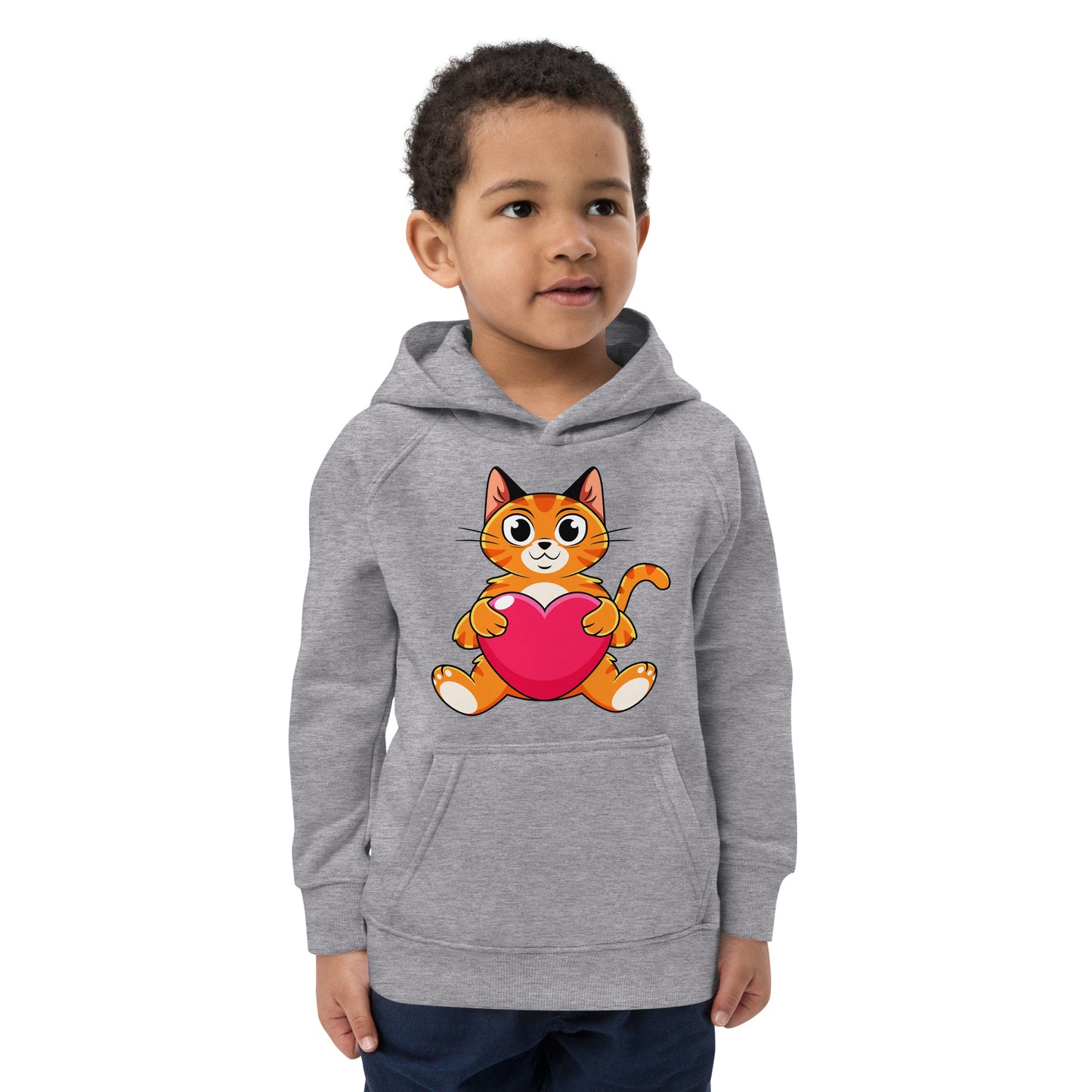 Cute Cat Holding Heart Hoodie, No. 0157