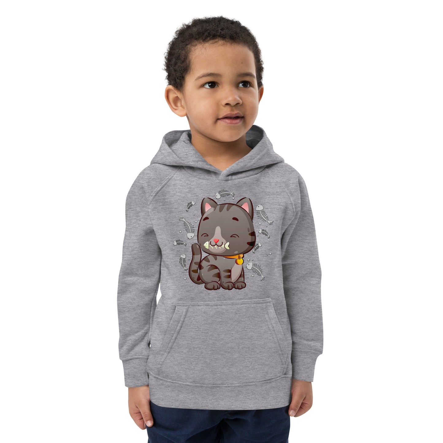 Cute Baby Cat Eating Fish Bone Hoodie, No. 0138