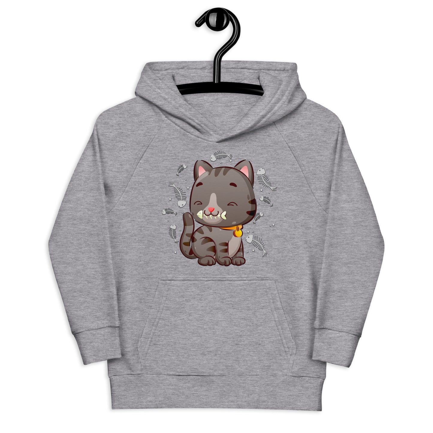 Cute Baby Cat Eating Fish Bone Hoodie, No. 0138