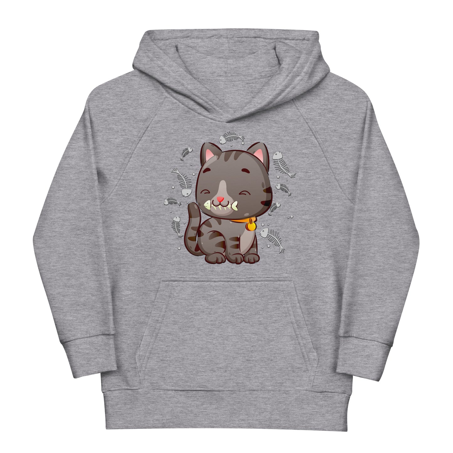 Cute Baby Cat Eating Fish Bone Hoodie, No. 0138