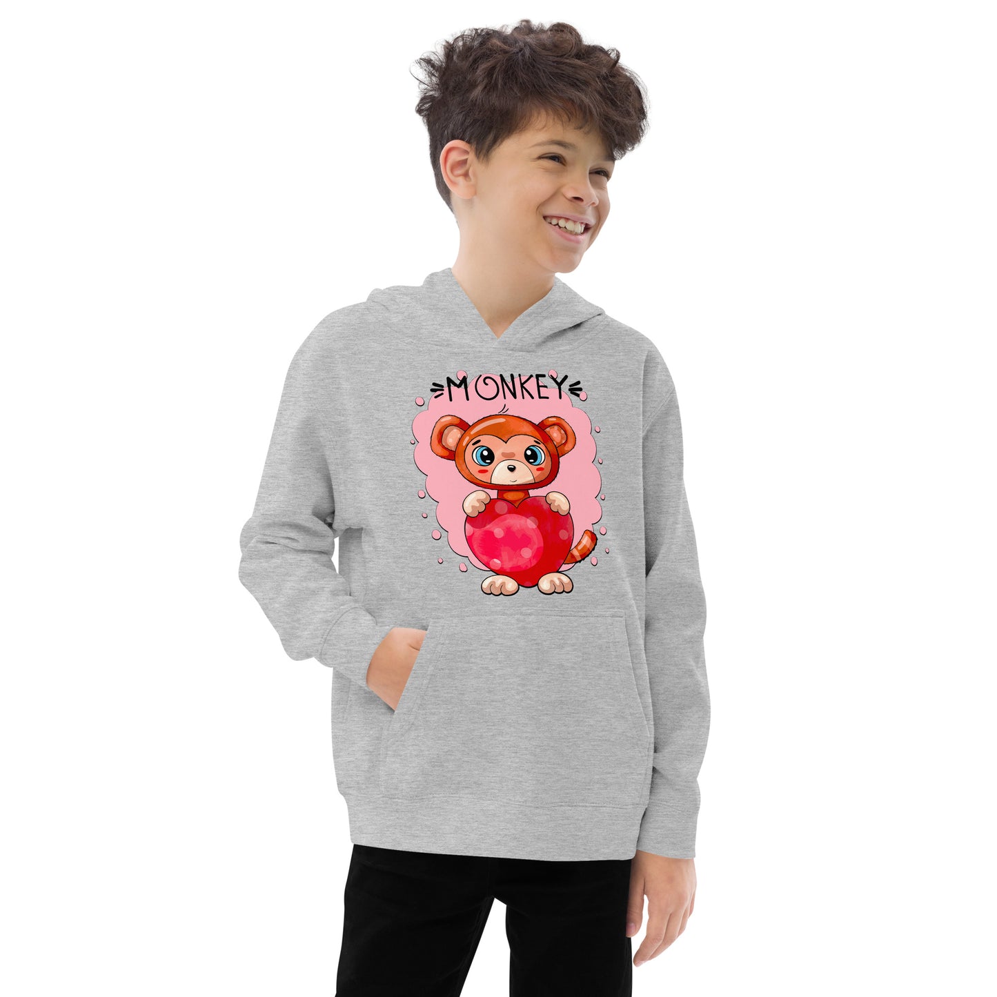 Funny Monkey with Heart Hoodie, No. 0433