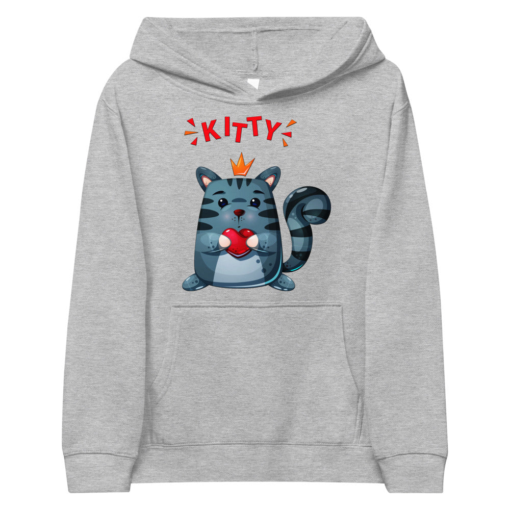 Cute Kitty Cat with Red Heart, Hoodies, No. 0332