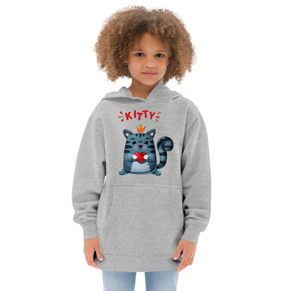 Cute Kitty Cat with Red Heart, Hoodies, No. 0332