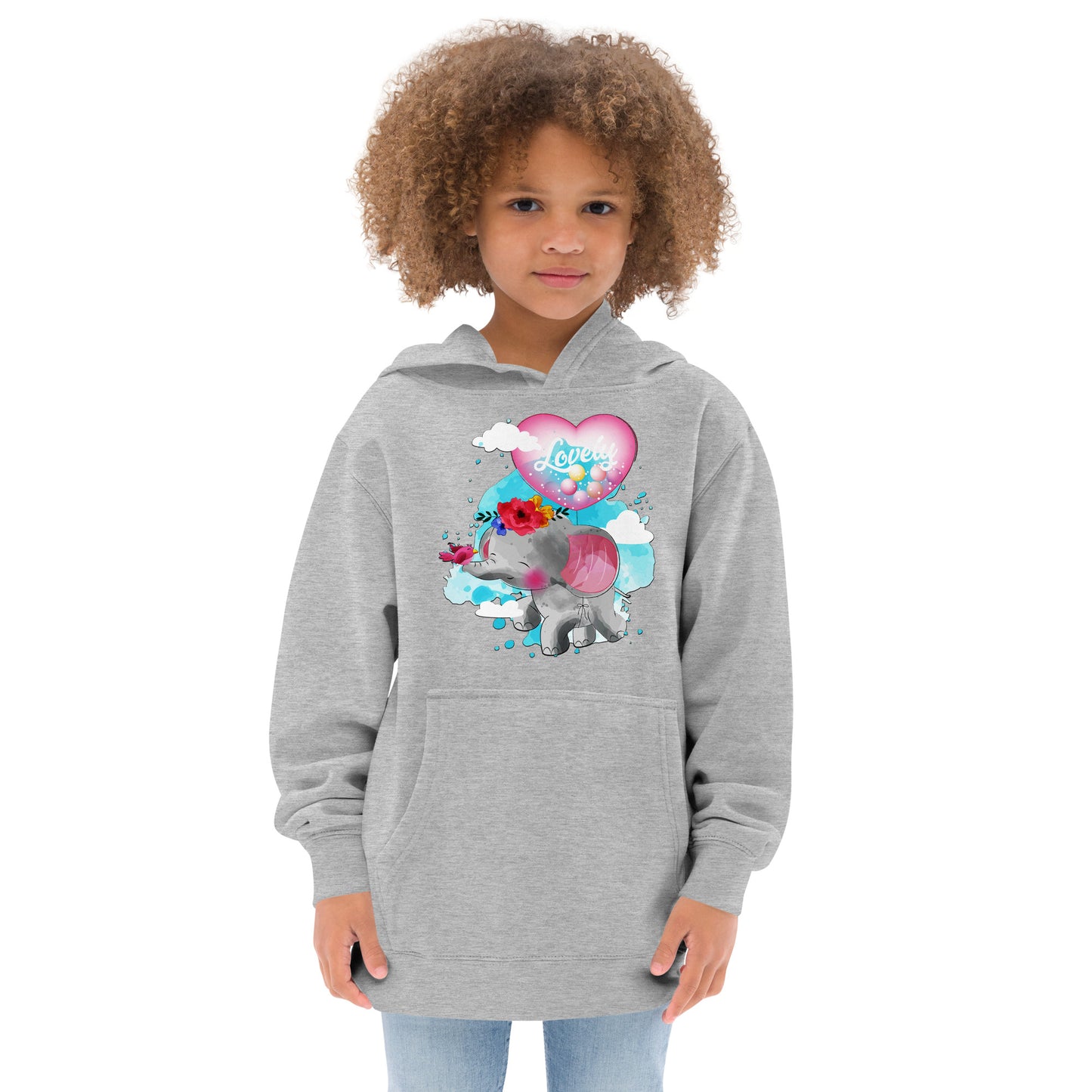 Cute Elephant with Love Balloon Hoodie, No. 0084