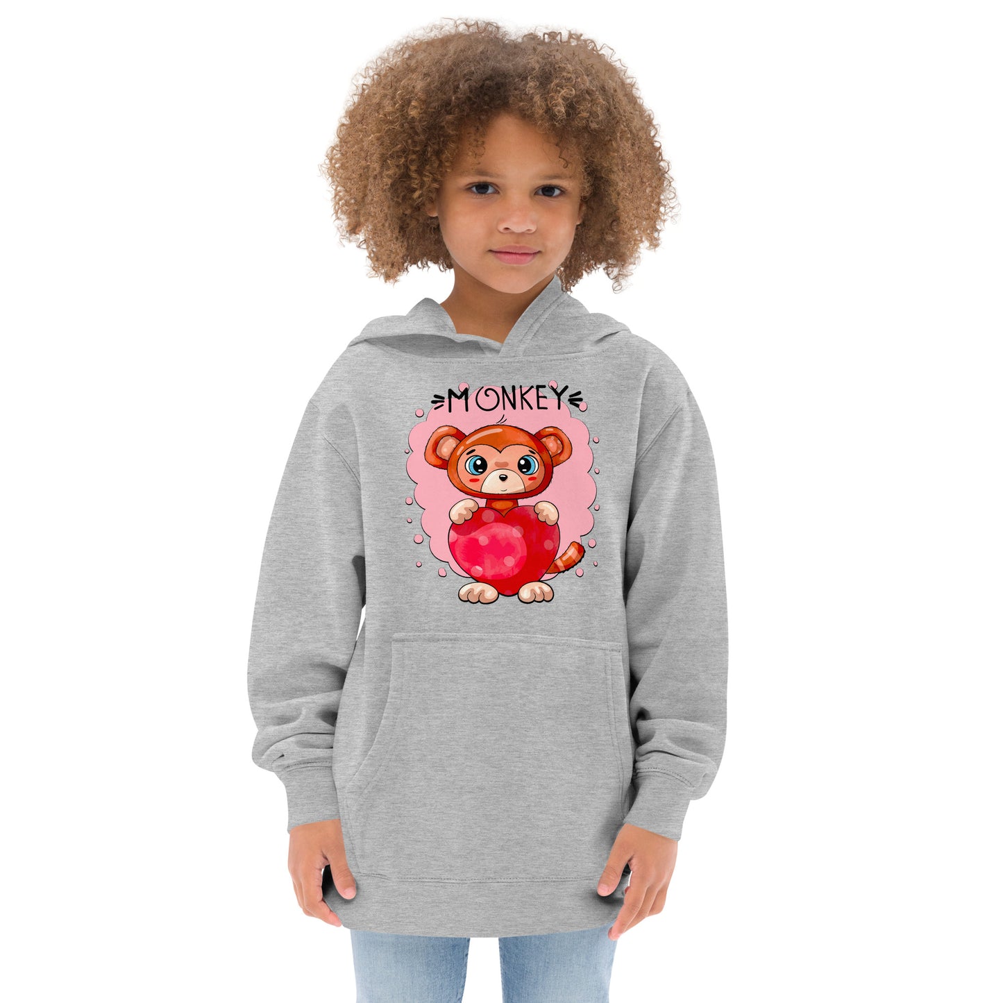 Funny Monkey with Heart Hoodie, No. 0433