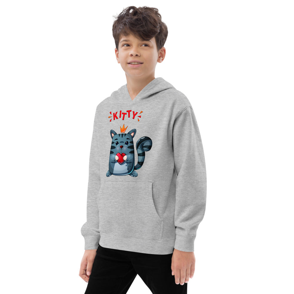 Cute Kitty Cat with Red Heart, Hoodies, No. 0332