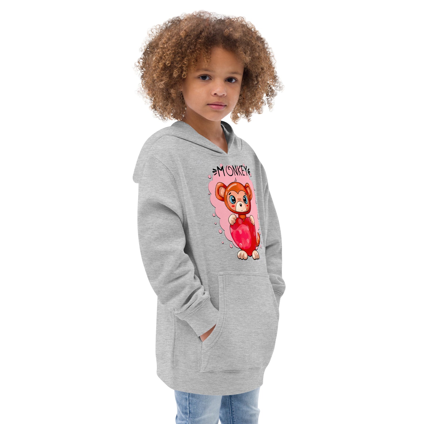 Funny Monkey with Heart Hoodie, No. 0433