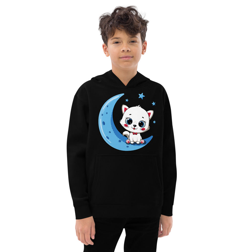 Cute Baby Cat Sitting on the Moon, Hoodies, No. 0270