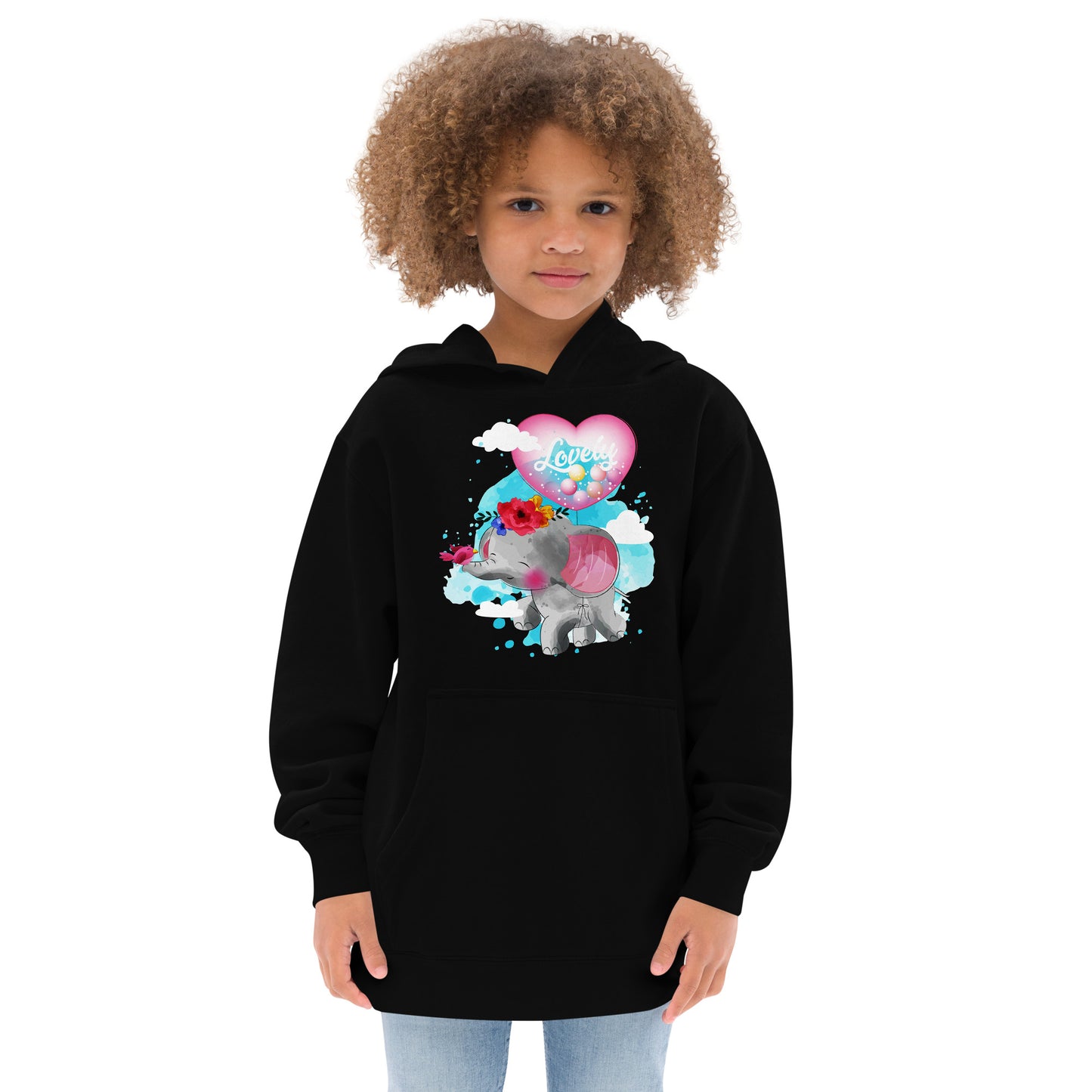 Cute Elephant with Love Balloon Hoodie, No. 0084