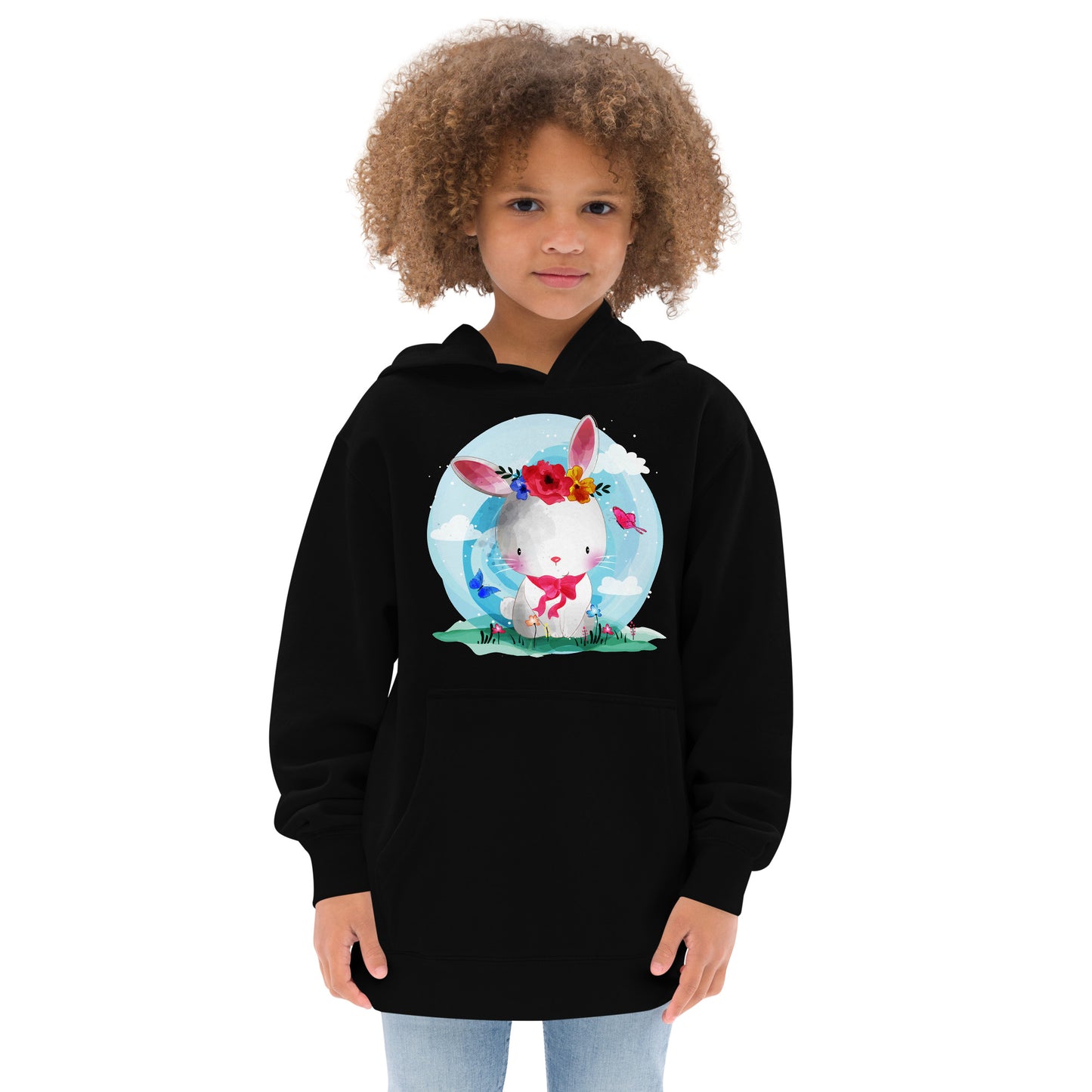 Cute Bunny with Flowers Hoodie, No. 0082