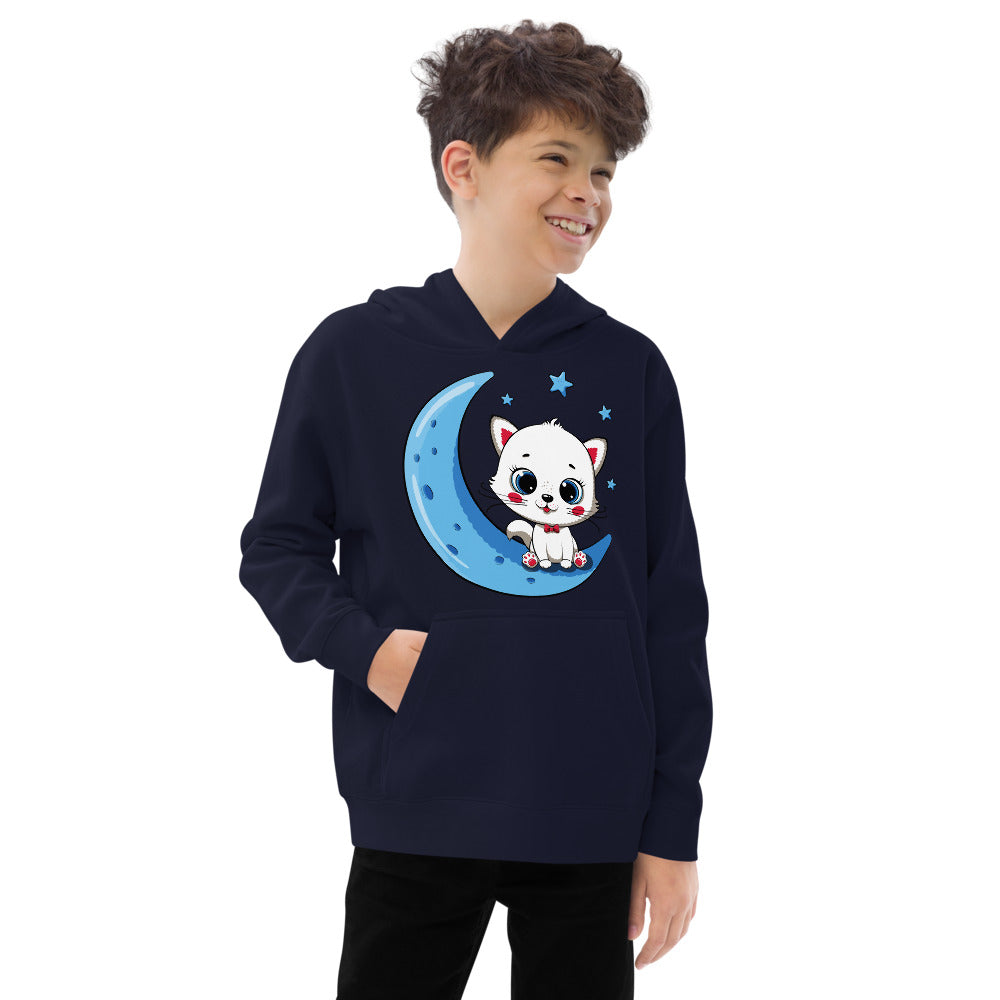 Cute Baby Cat Sitting on the Moon, Hoodies, No. 0270