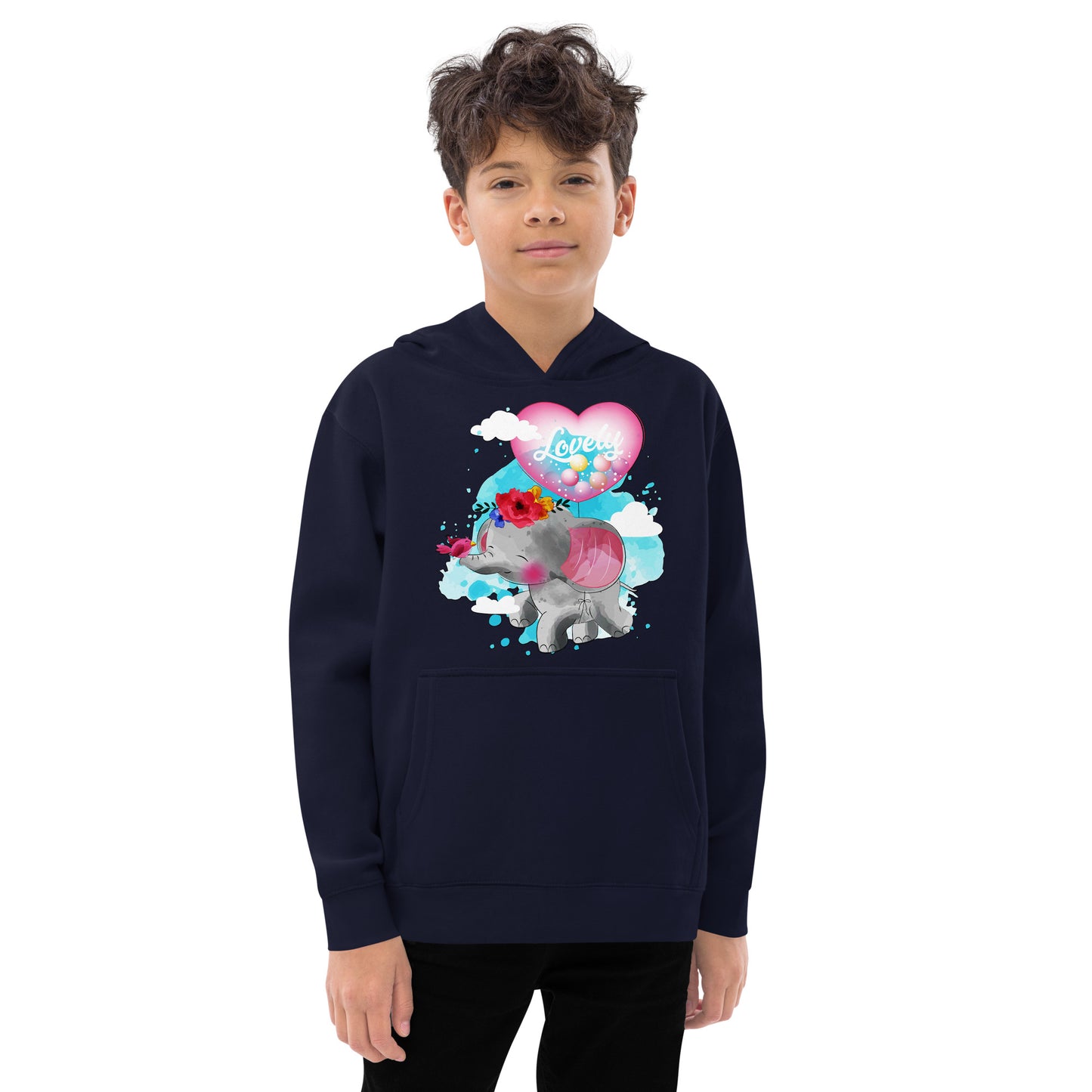 Cute Elephant with Love Balloon Hoodie, No. 0084