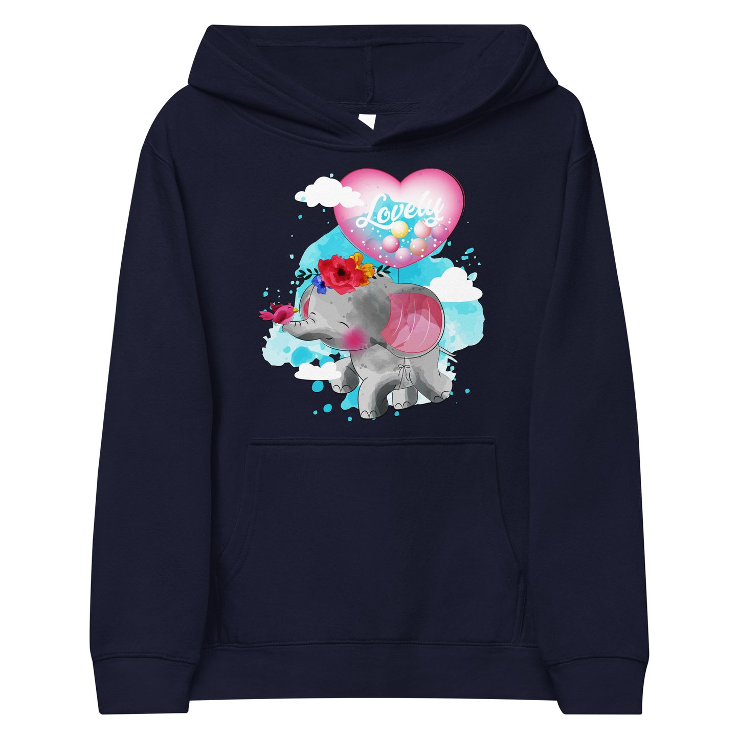 Cute Elephant with Love Balloon Hoodie, No. 0084