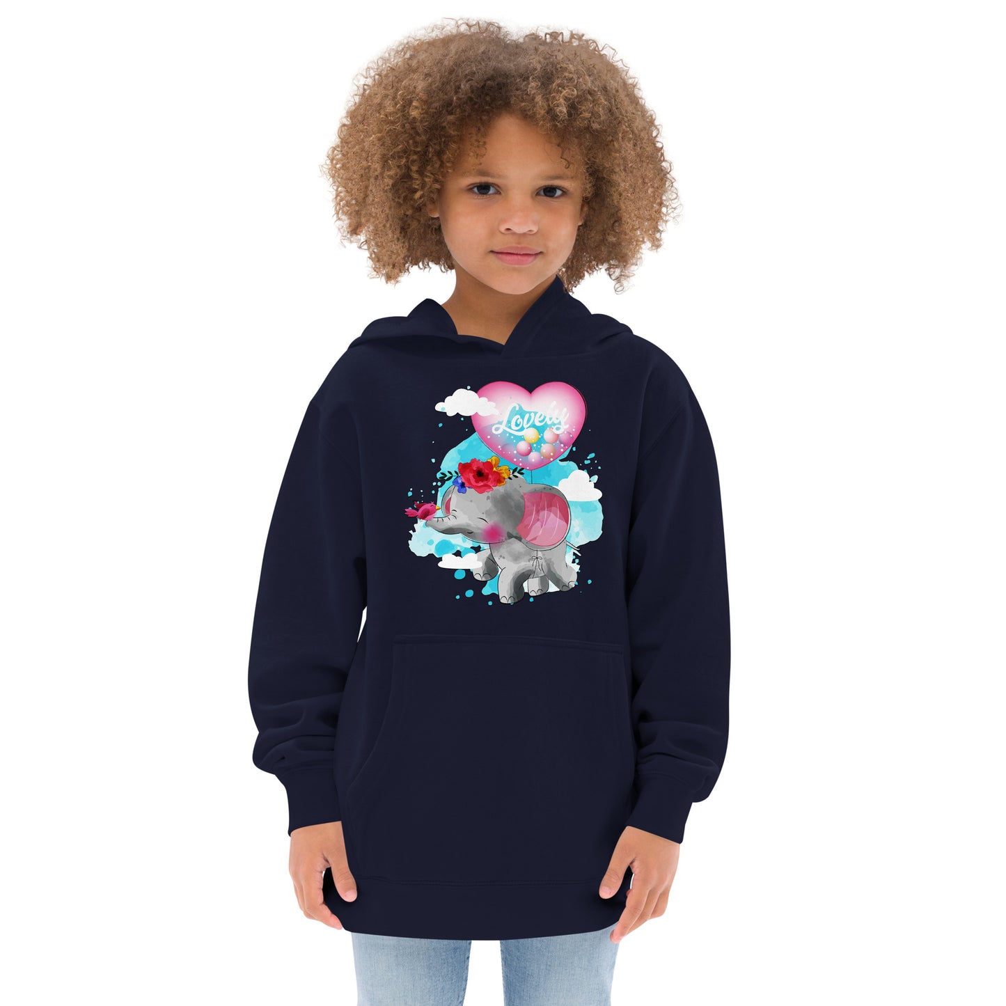 Cute Elephant with Love Balloon Hoodie, No. 0084