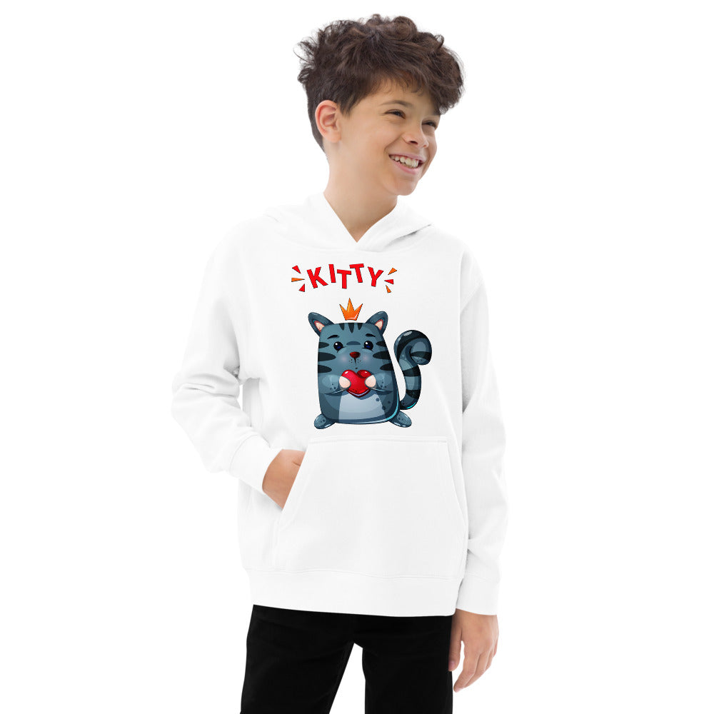 Cute Kitty Cat with Red Heart, Hoodies, No. 0332