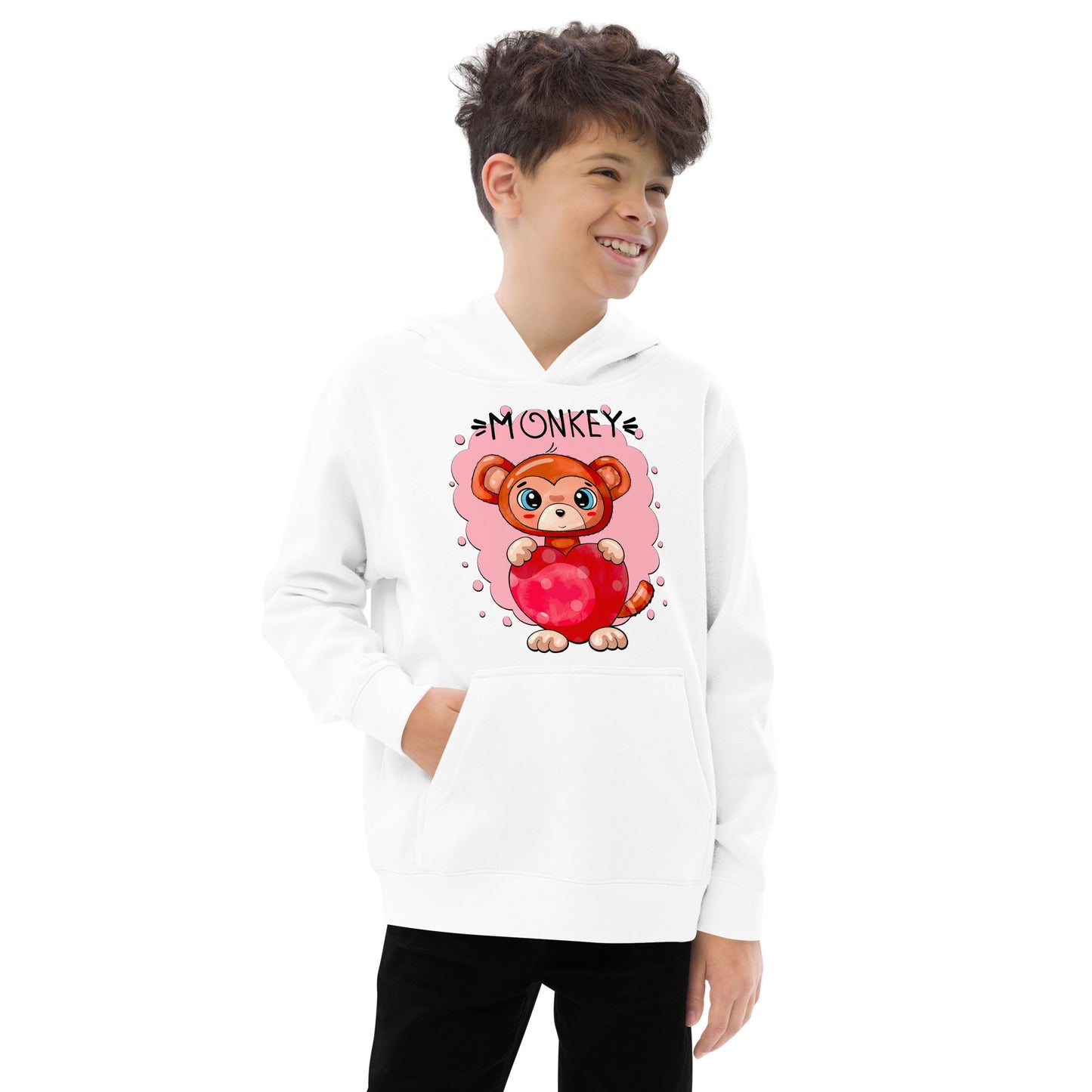 Funny Monkey with Heart Hoodie, No. 0433