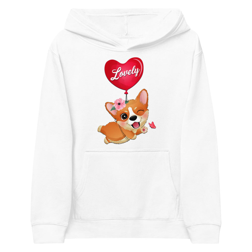 Corgi Dog Flying with Balloon, Hoodies, No. 0054