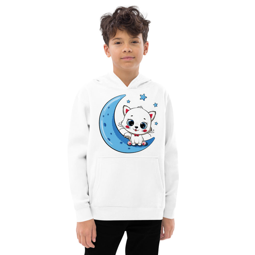 Cute Baby Cat Sitting on the Moon, Hoodies, No. 0270