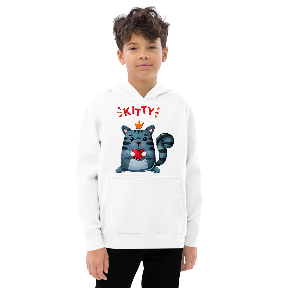 Cute Kitty Cat with Red Heart, Hoodies, No. 0332