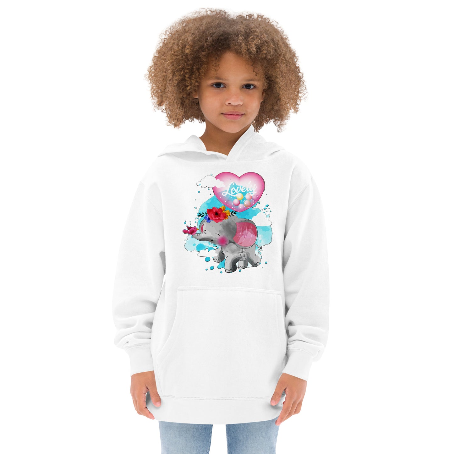 Cute Elephant with Love Balloon Hoodie, No. 0084