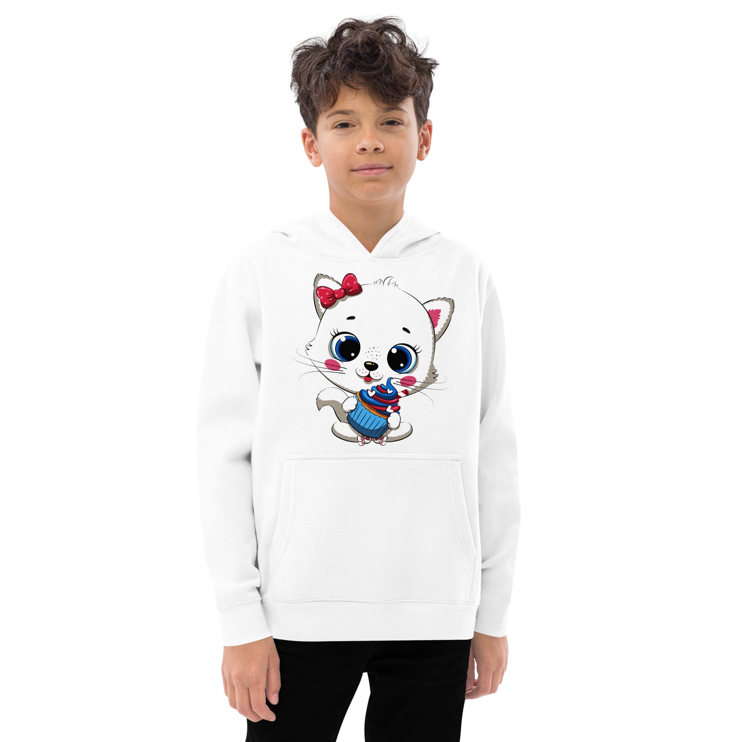 Cute Baby Cat Eating Cupcake Hoodie, No. 0267