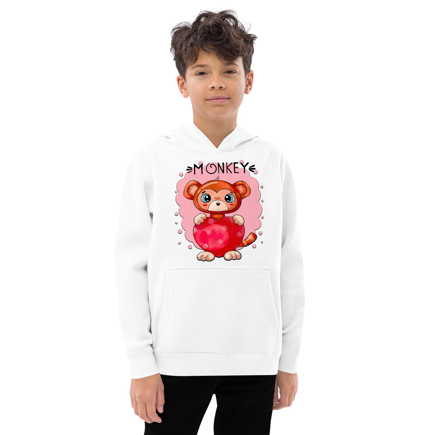 Funny Monkey with Heart Hoodie, No. 0433