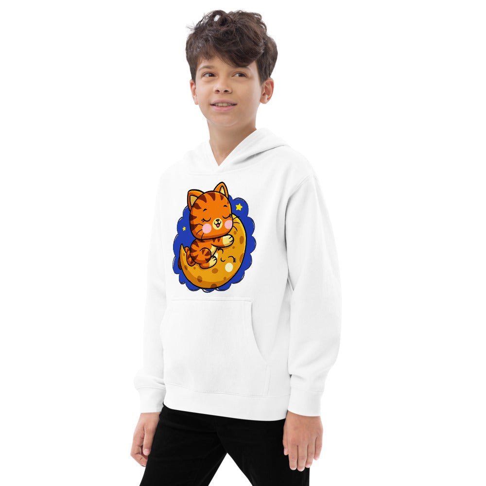 Cute Baby Cat Sleeping on the Moon, Hoodies, No. 0272