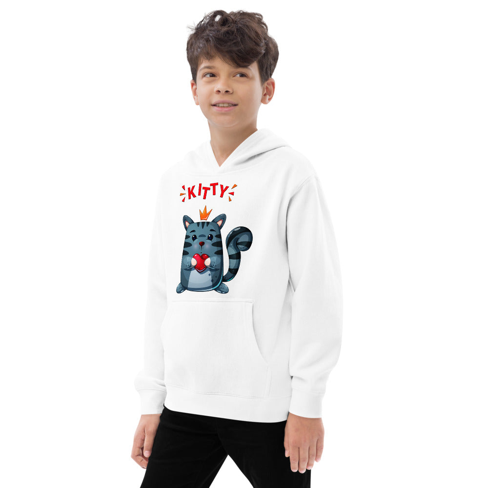 Cute Kitty Cat with Red Heart, Hoodies, No. 0332