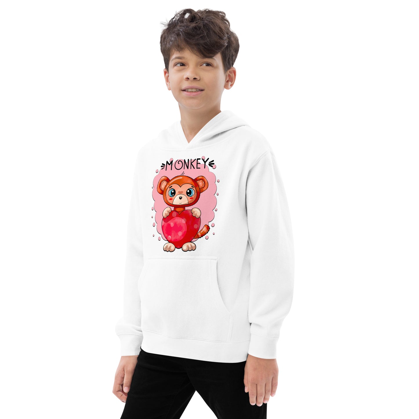 Funny Monkey with Heart Hoodie, No. 0433