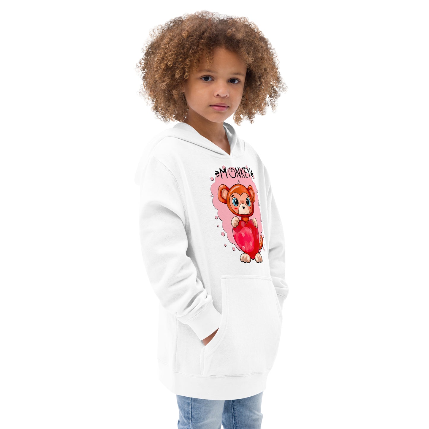 Funny Monkey with Heart Hoodie, No. 0433