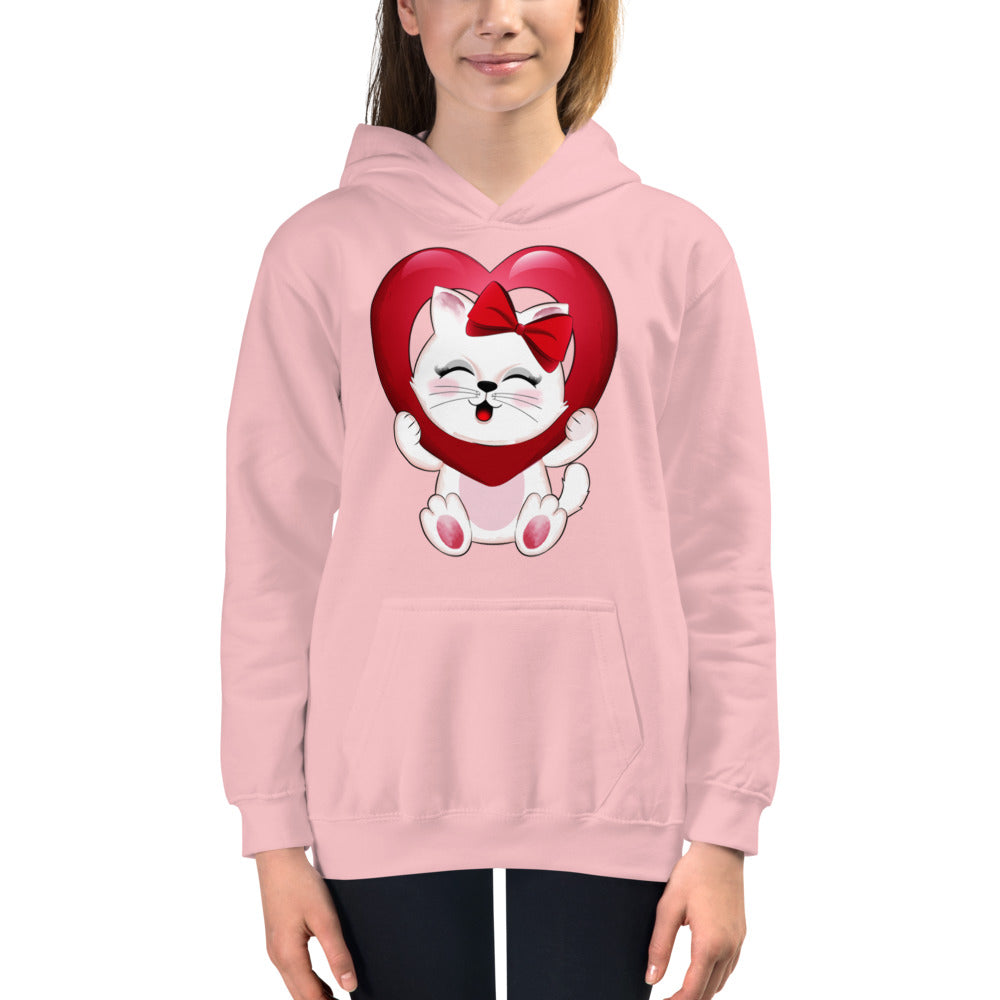 Lovely Kitty Cat Inside Heart Balloon, Hoodies, No. 0477