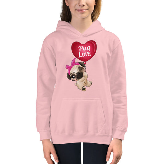 Puppy Pug Dog Flying with Balloon, Hoodies, No. 0490