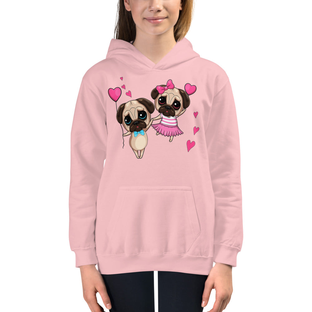 Couple Pug Dogs in Love, Hoodies, No. 0262