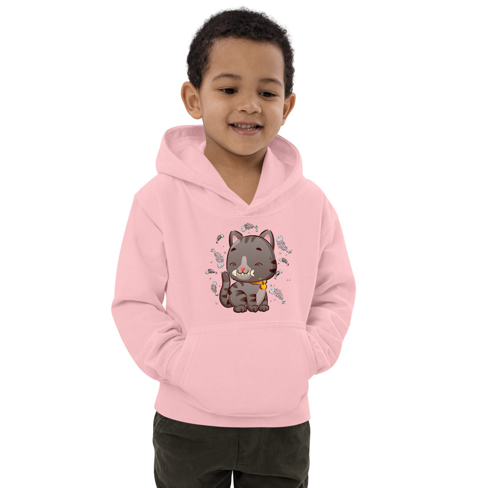 Cute Baby Cat Eating Fish Bone, Hoodies, No. 0138