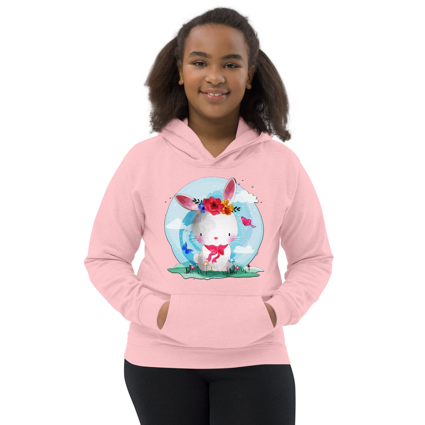 Cute Bunny with Flowers Hoodie, No. 0082