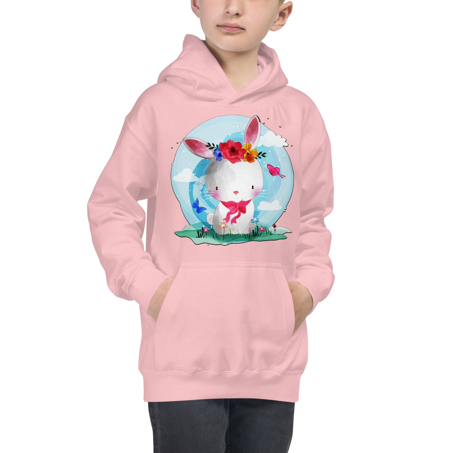 Cute Bunny with Flowers Hoodie, No. 0082