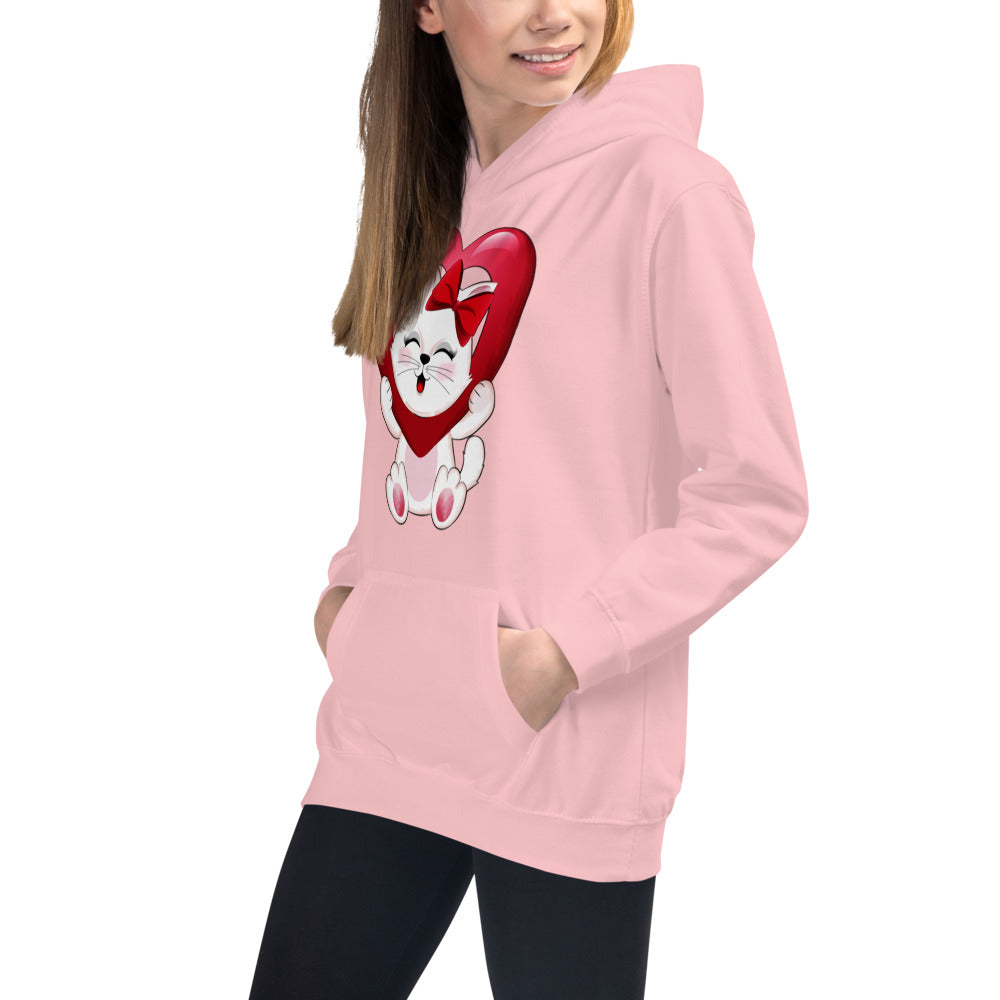 Lovely Kitty Cat Inside Heart Balloon, Hoodies, No. 0477