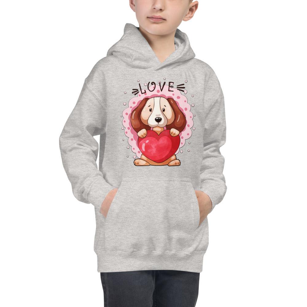 Lovely Puppy Dog with Heart, Hoodies, No. 0482