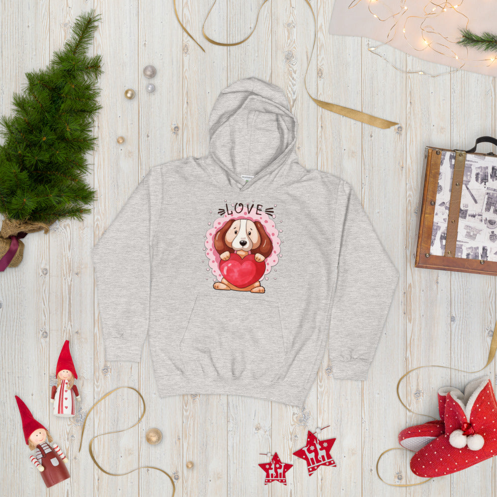 Lovely Puppy Dog with Heart, Hoodies, No. 0482