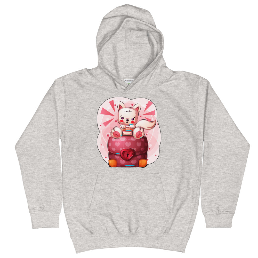 Lovely Kitty Cat sitting on School Bag, Hoodies, No. 0478