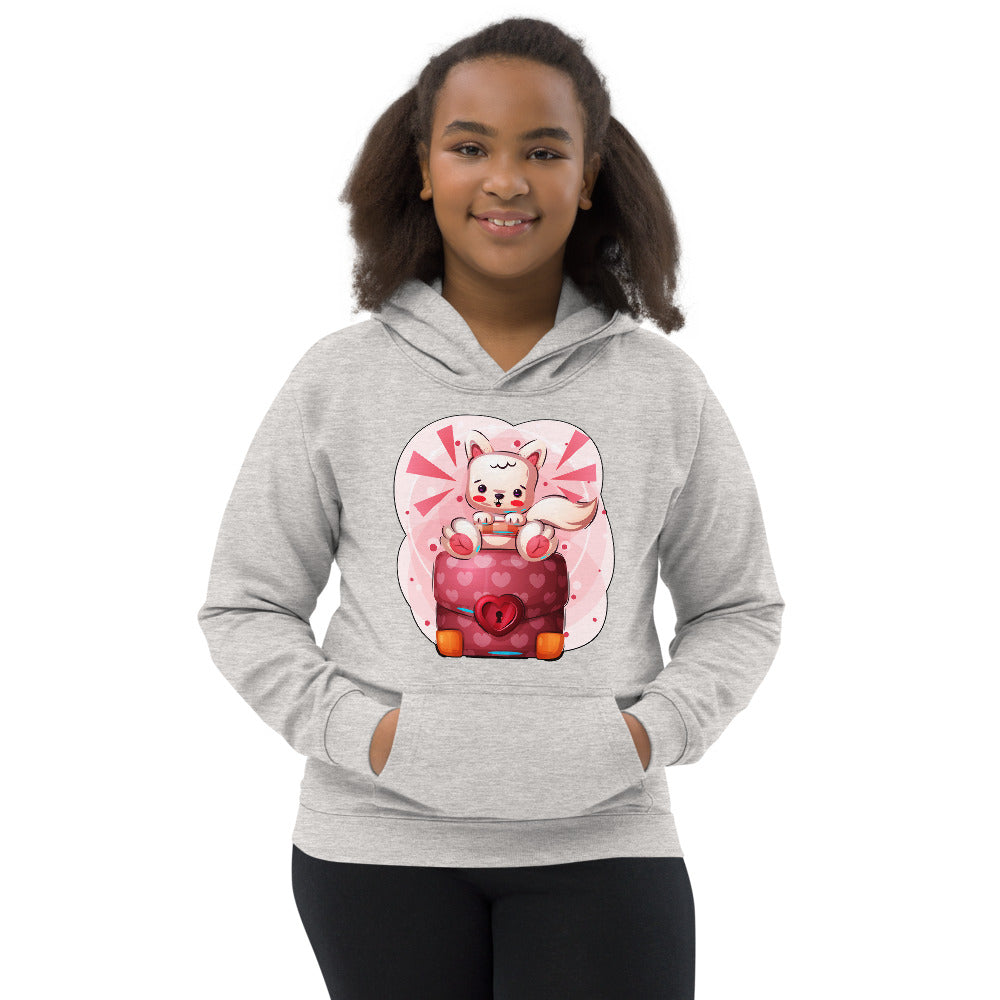 Lovely Kitty Cat sitting on School Bag, Hoodies, No. 0478