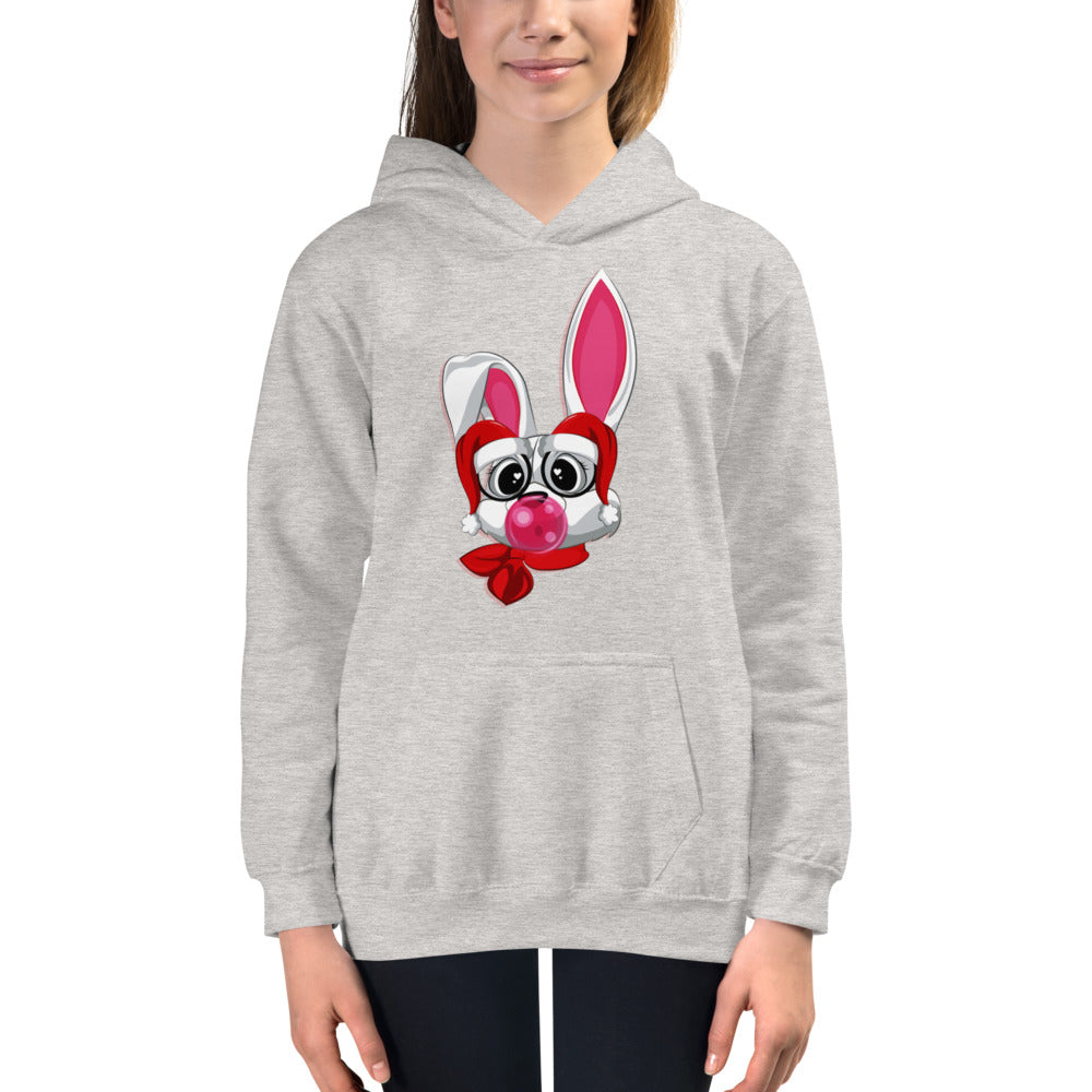 Cool Rabbit Wearing Santa Claus Hat, Hoodies, No. 0055