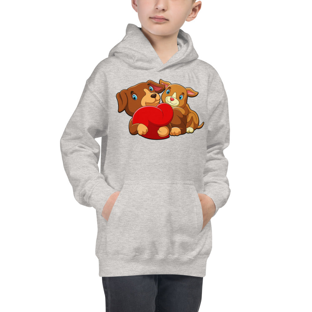 Couple Dogs with Red Heart, Hoodies, No. 136