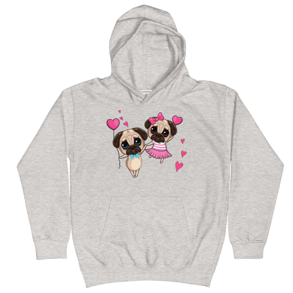 Couple Pug Dogs in Love, Hoodies, No. 0262