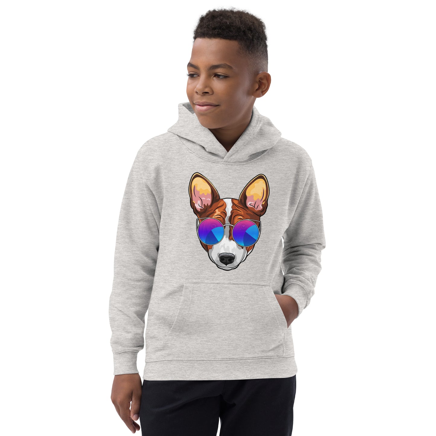 Basenji Dog Wears Glasses Hoodie, No. 0104