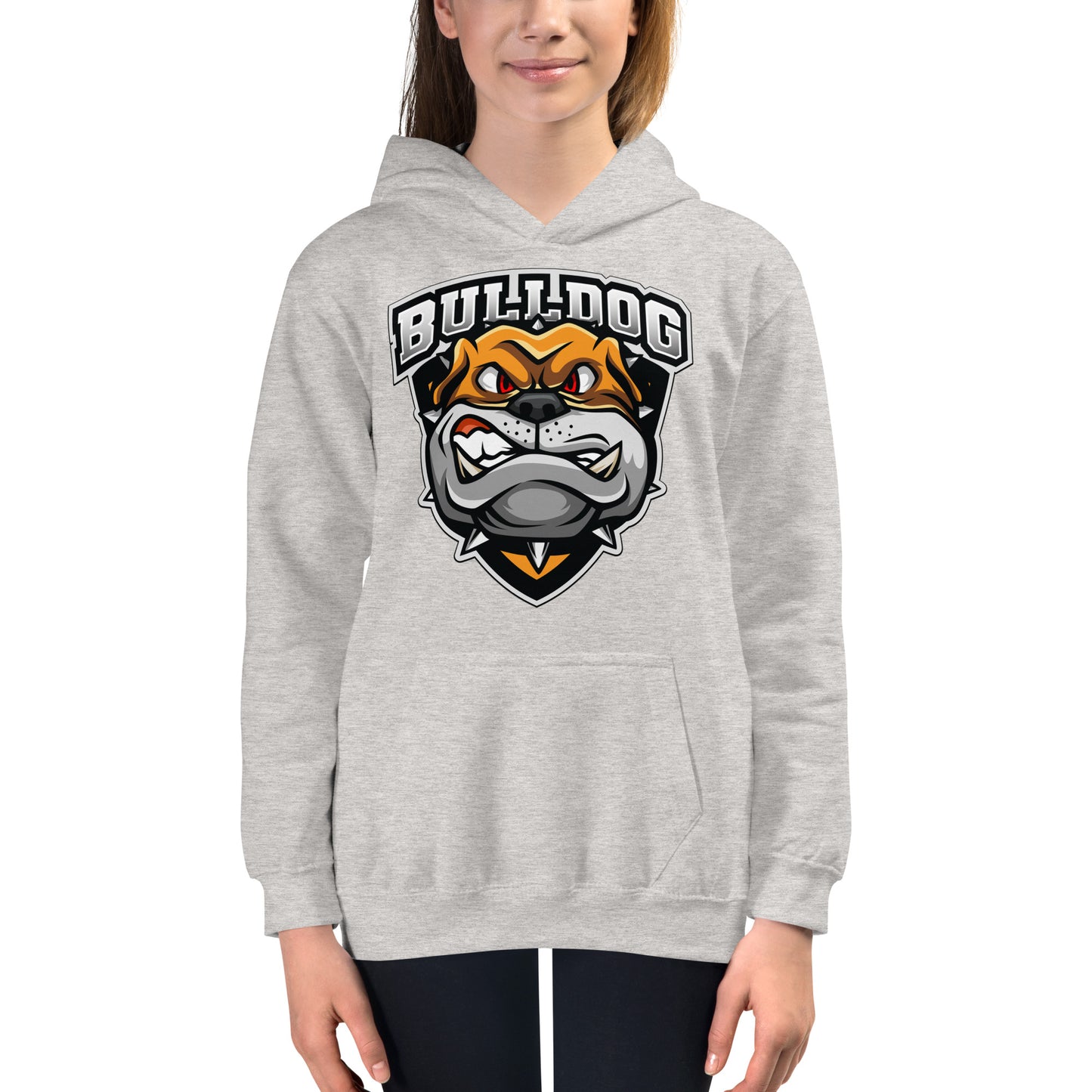 Bulldog Dog Portrait Illustration Hoodie, No. 0109