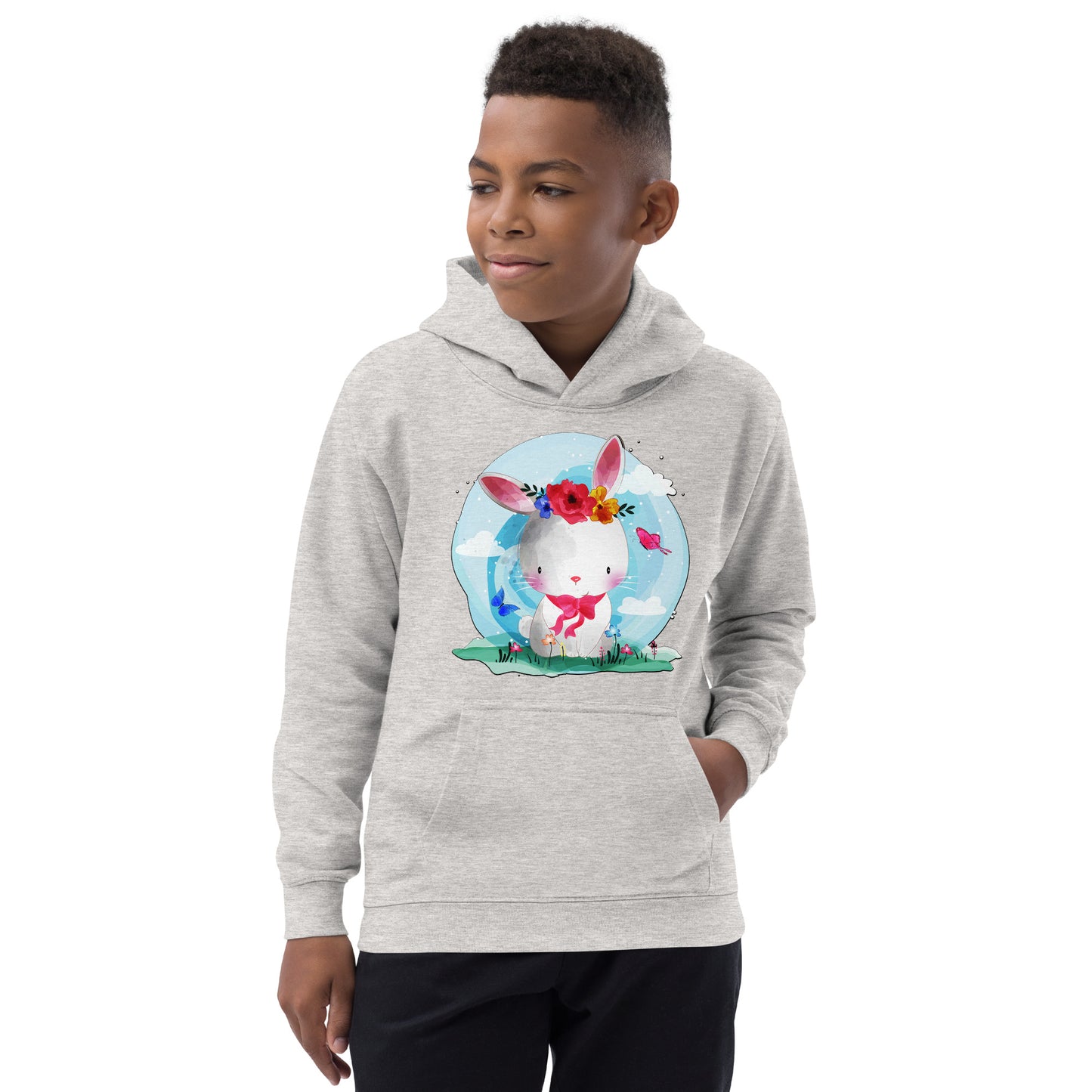 Cute Bunny with Flowers Hoodie, No. 0082