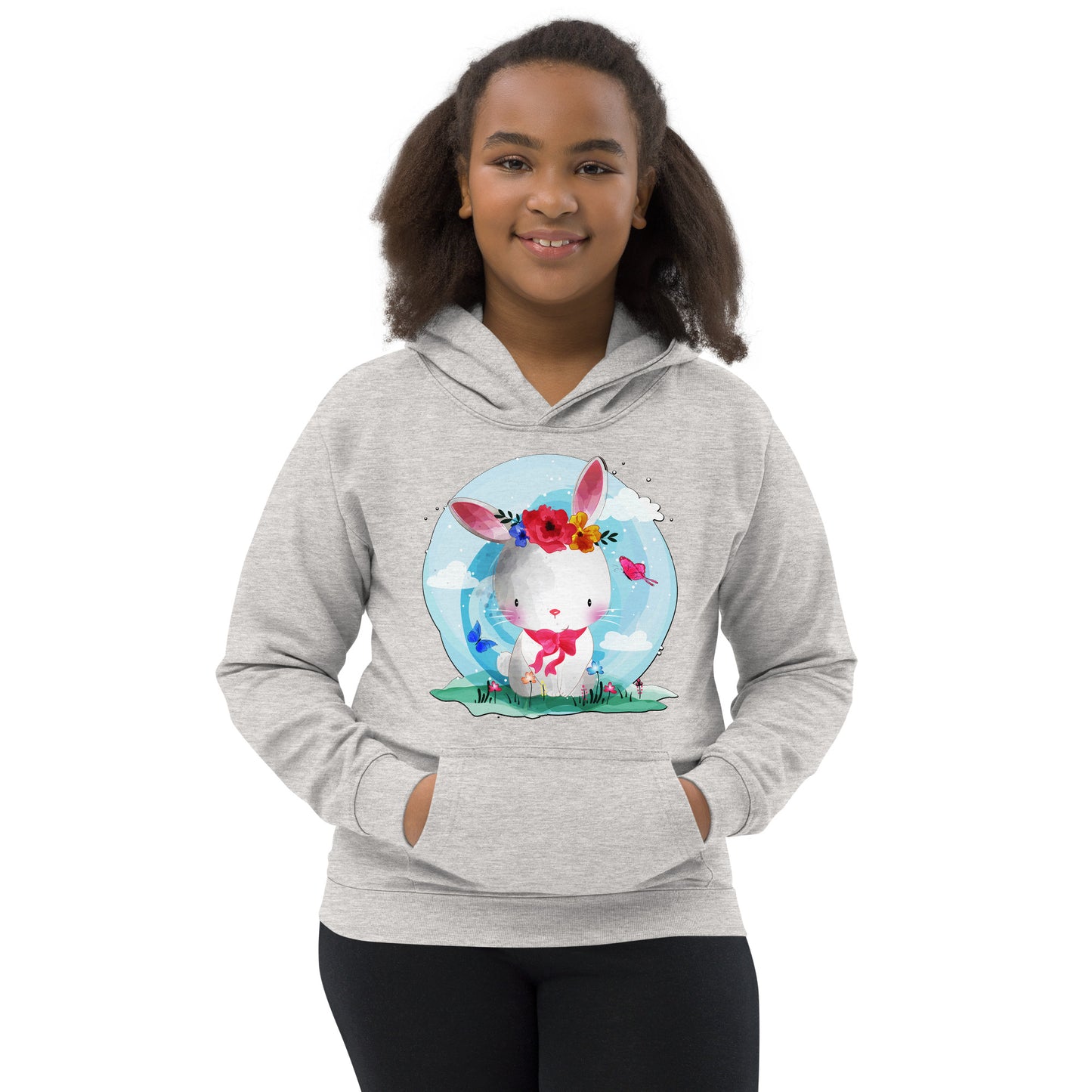 Cute Bunny with Flowers Hoodie, No. 0082