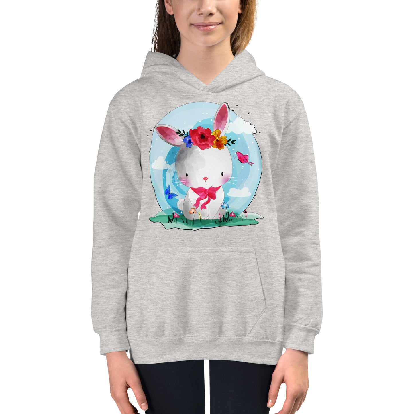 Cute Bunny with Flowers Hoodie, No. 0082